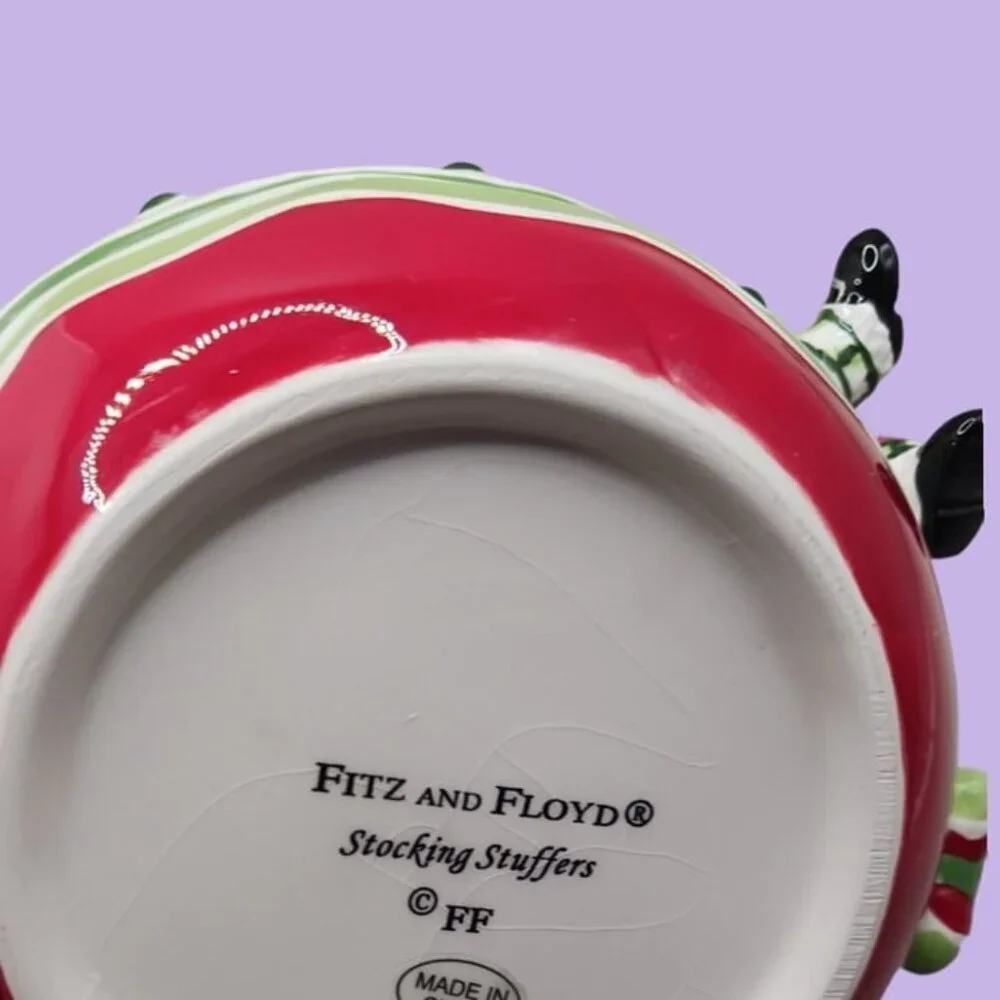 Fitz and floyd ceramic christmas basket with santa claus